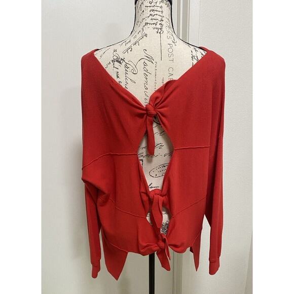 Alice & Olivia Sweater Womens Medium Red Open Back With Bows Holiday - Picture 1 of 16